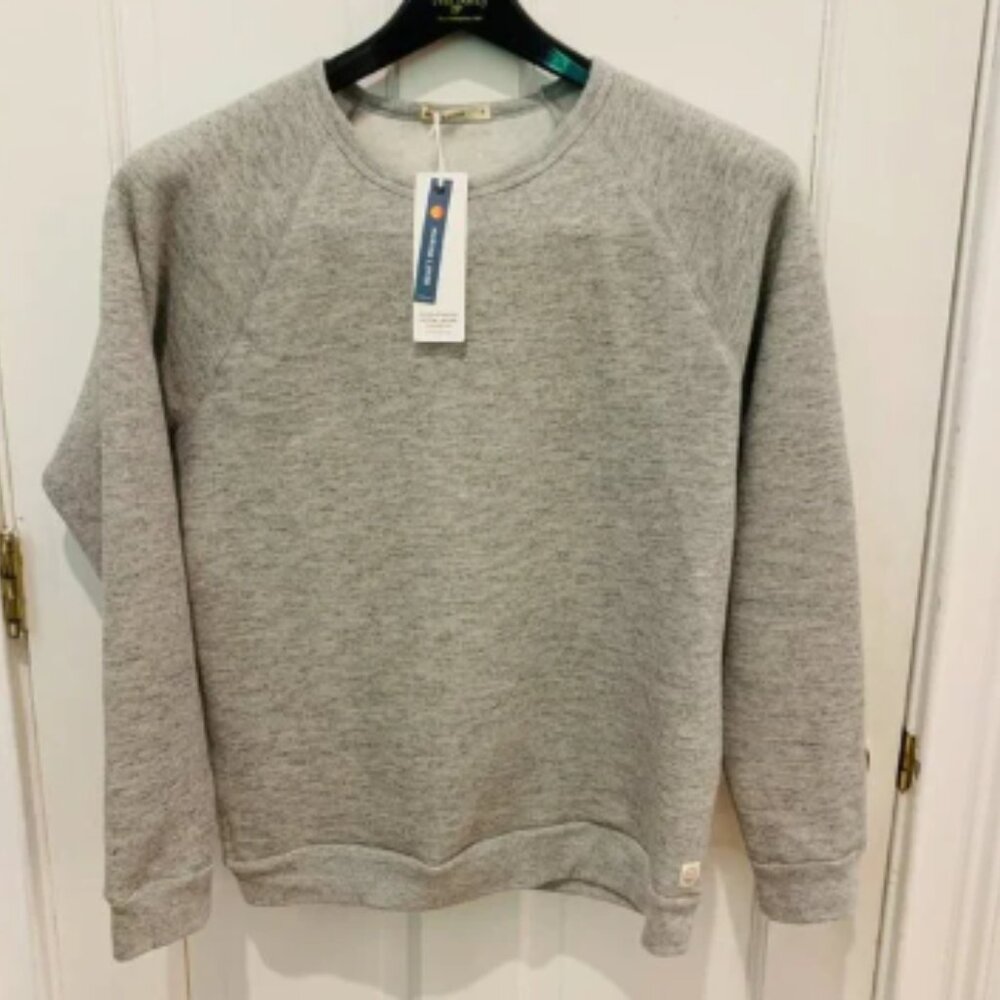 New with Tags Marine Layer Men's Heather Grey Sherpa Crew Pullover Small